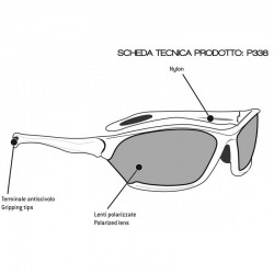 Polarized Sunglasses P338 - Fishing Watersports Motorcycle Cycling - technical sheet - Bertoni Italy