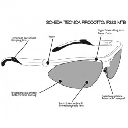 Photochromen Sportbrille F325 - Motorradbrille Skibrille Flugbrille Rennbrille Fahrradbrille Golfbrille - Bertoni Italy