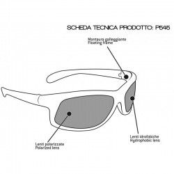 Polarized Sunglasses P545 - Fishing Ski Watersports Golf Running - technical sheet - Bertoni Italy
