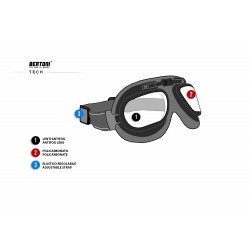 Motorradbrille für Brillenträger mit Sehstärke AF194A -  schwarz Stahl Metall Rahmen - technisches Blatt -Bertoni Italy