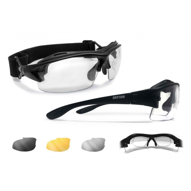 Occhiali Sportivi Ciclismo Uomo Donna UV400 | Fotocromatici Con 3 Lenti Intercambiabili (Polarizzate, Gialle, Trasparenti) | Montatura Leggera TR90