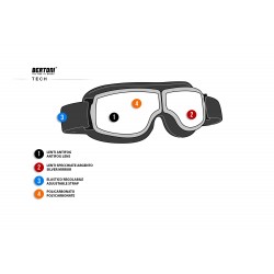 Motorradbrille Schutzbrille AF188 - technisches Blatt - Bertoni Italy