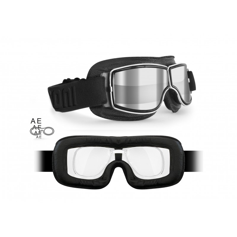BERTONI Motorradbrille Fliegerbrille mit Sehstärke mit Brilleneinsatz für Brillenträger 188 SOS 