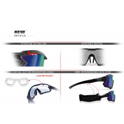 Photochromic Sport Sunglasses for Tennis Running Cycling Skydiving Golf with Optical Clip for Prescription Lenses QUASAR PFTY01