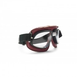Red Leather Motorcycle Goggles AF196R - Bertoni Italy