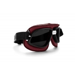 AF196RS Masque Moto Cuir Rouge - Verres fumè