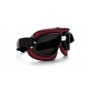 AF196RS Masque Moto Cuir Rouge - Verres fumè