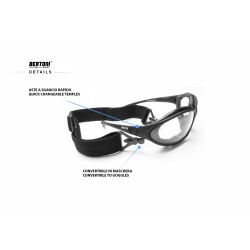Photochromic Goggles for Motorcycle, Free Fly and Ski - convertible to mask - F333A Bertoni Italy