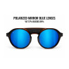 Front view of LIVIGNO B89 sunglasses: blue lenses, round frame and black bridge