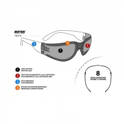 Antifog Sunglasses with Optical Insert AF150 - Motorbike, ski, shooting - technical sheet - Bertoni Italy