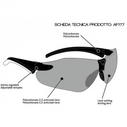 Antifog Sunglasses AF177 - Motorcycle Ski Cycling Shooting - Technical sheet -
 Bertoni Italy